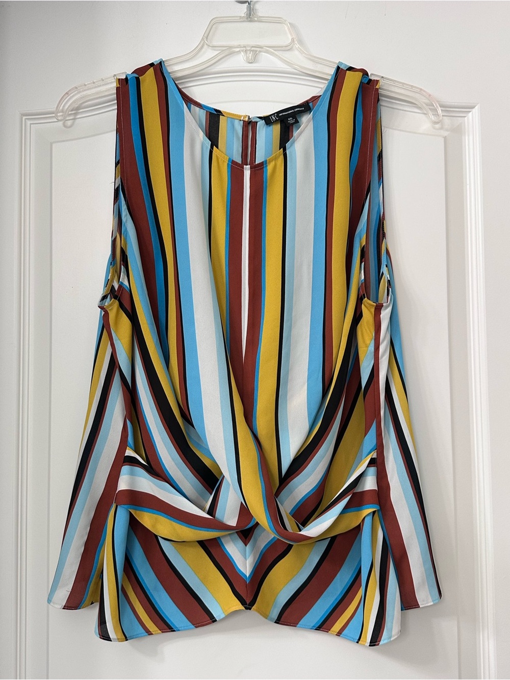 Sleeveless Striped Twist-Front Women's Blouse -XXL